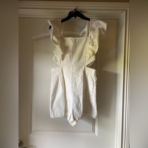 White Jean Romper